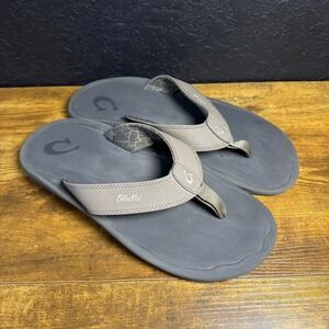 OluKai Ohana 10110A-BN4E Dark Wood Synthetic Flip Flop Sandals Mens Size 13